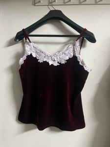 Burgundy Velvet Lace Cami Top