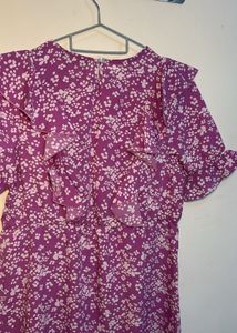 Purple Floral Ruffle Dress