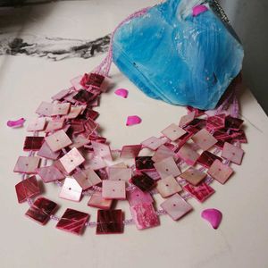 Pink Bead Strand Neckpiece