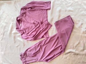 Lilac Cropped Blazer &amp; Wide-Leg Pant Set