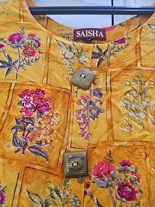 Yellow Floral Print Kurta