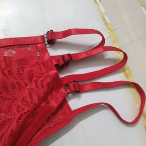 Red Lace Thong with Straps