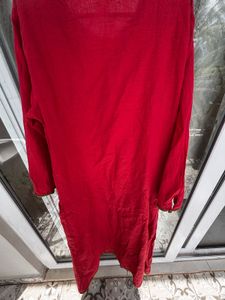 Red Embroidered Kurta