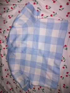 Blue Checkered Crop Top