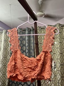 Peach Forever 21 Lace Crop Top.