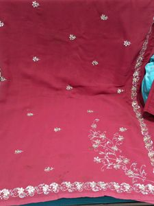 Elegant Burgundy Saree