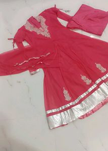Elegant Pink net frock set