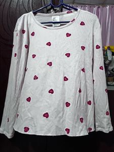 H&amp;M Night suit,Heart Print Long Sleeve With Short