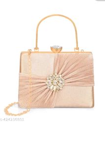 "Golden Glam Luxe Clutch — Crystal Studded"
