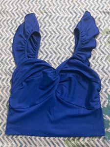 Cute Blue Ruffle Top