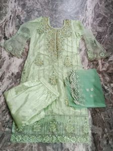 Mint Green Embellished Pakistani Suit