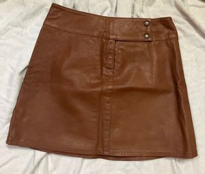 Brown Faux Leather Mini Skirt