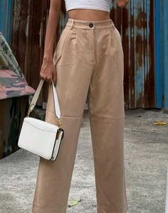 Beige Straight Fit Trouser