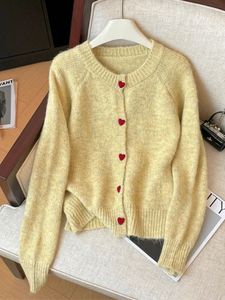 Cute Heart Button Cardigan