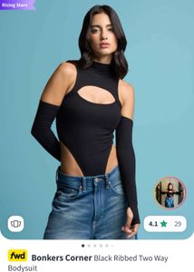 Black Ribbed Bodysuit