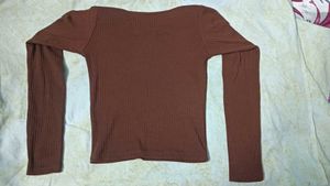 Ribbed Knit Top with Long Sleeves