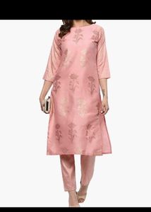 Pink Floral Kurti Set