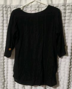 Black Button-Down Top