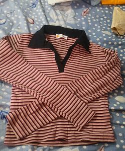 Striped Long Sleeve Polo