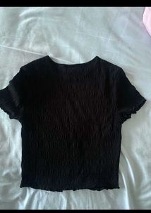 H&amp;M Black Textured Top