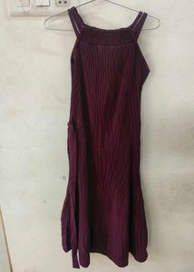 Burgundy Pleated Dress