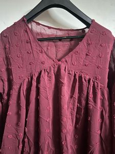 Maroon Sheer Top