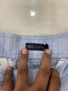 💙✨M&amp;S Azure Bloom Linen Shorts—Effortless Chic💙✨