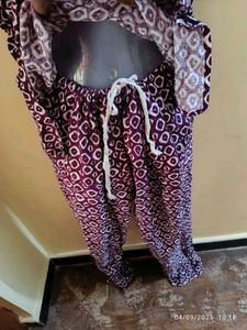 New Unused Purple Printed Night Suit