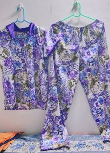 Floral Printed Night Dress For Girls