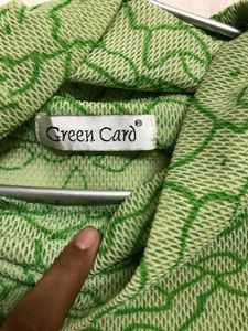 Green Card High Neck Sleeveless Top