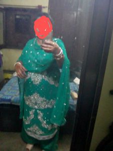 Green Suit With Plazo And Dupatta
