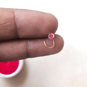 18K Pure Gold Pink Dimond Nose Pin 1 Piece