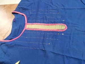 Blue Cotton Kurta Festive