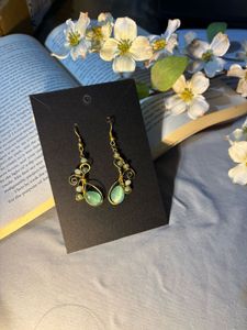 Dangling Gold &amp; Green Earrings