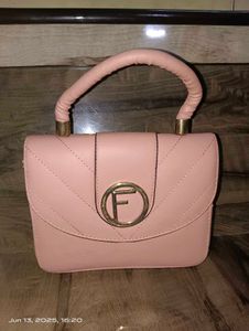Blush Pink &#39;F&#39; Logo Top Handle Bag