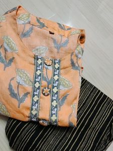 Palazzo Set (Pink Kurta With Black Palazzo)