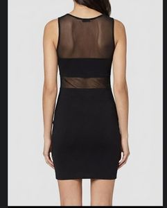 Mesh Panel Black Mini Dress