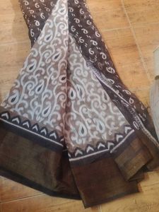 Elegant Brown &amp; White Saree