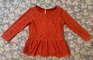 Y2k Coral Lace Peplum Top - Latin Quarters Brand