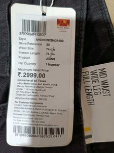 Allen Solly Black Wide Leg Denim Jeans, 30 Size