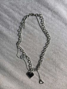 Korean Pixel Heart Layered Chain Necklace