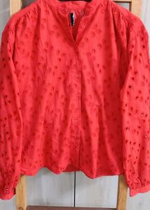 Red Embroidered Blouse Size-42-44