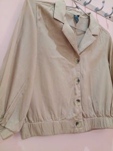 Beige Button-Down Crop Top for women