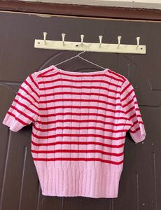 korean pink striped top