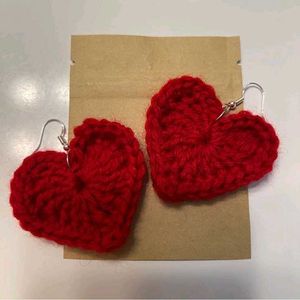 Crochet Heart Earrings- Set Of 2