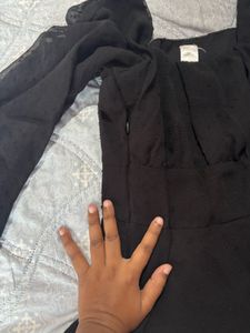 Black Long-Sleeve Mini Dress