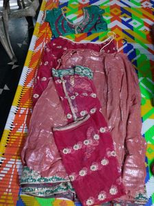 Green Embroidery Half Saree