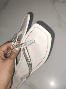 Chic White Embellished Flats