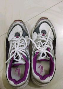 Puma White &amp; Purple Sneakers
