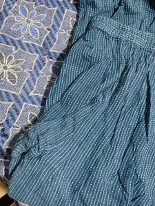 Blue &amp; Yellow Kurti With Pant Combo